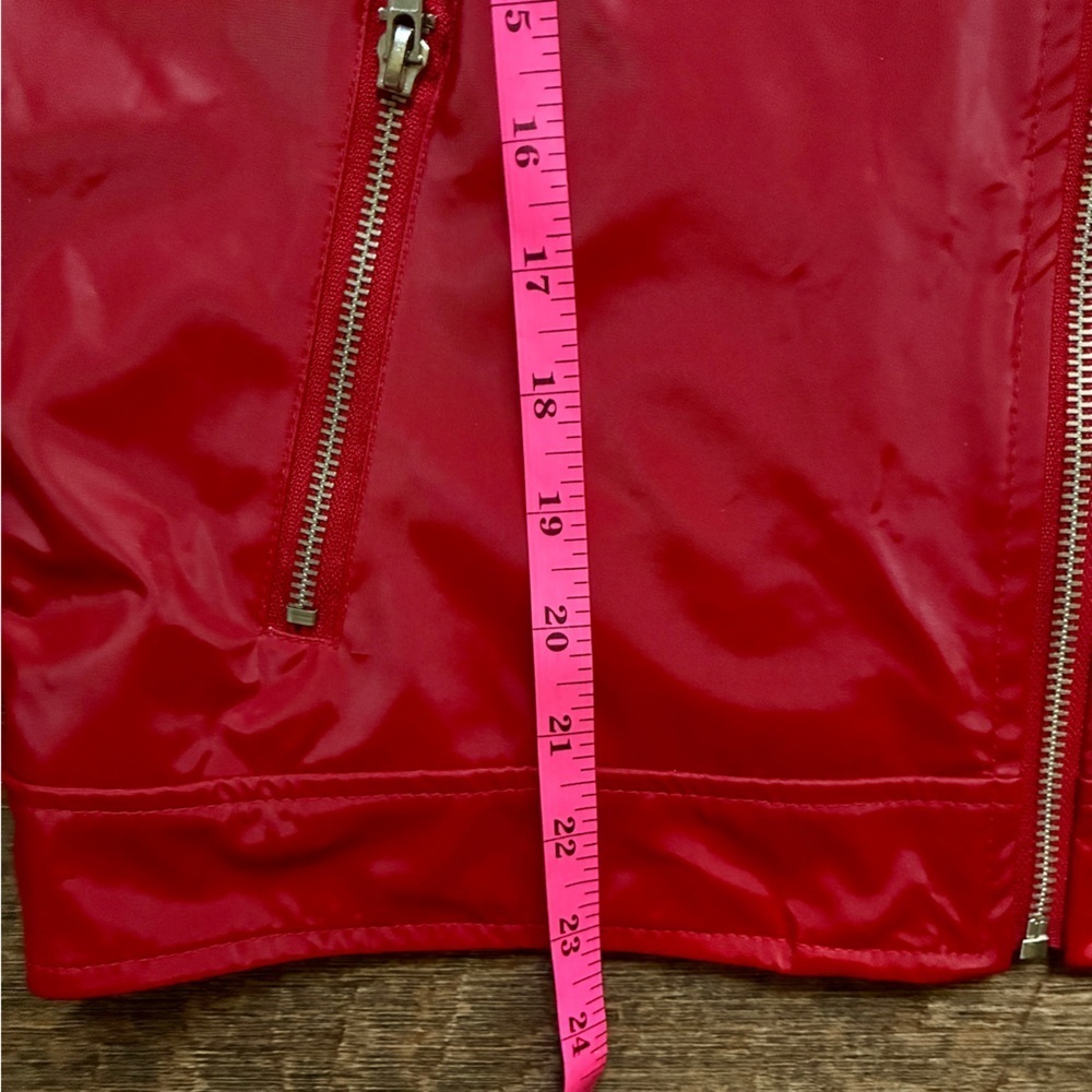 LEARSI red vintage PVC faux leather bomber jacket women’s sz M lightweight EUC - Picture 11 of 15